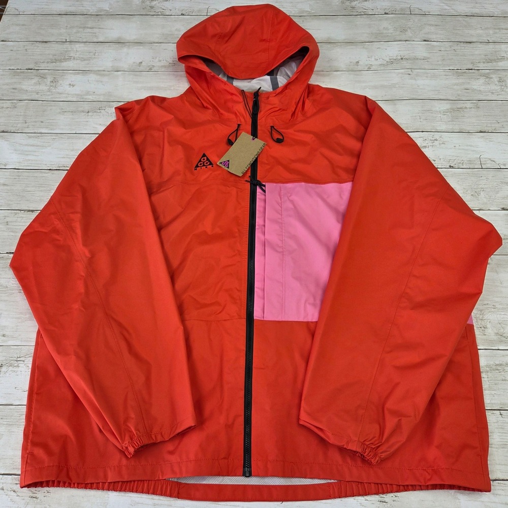 Nike ACG Jacket Orange Pink‎ Colorblock Hooded Windbreaker Mens XL BQ7340 634